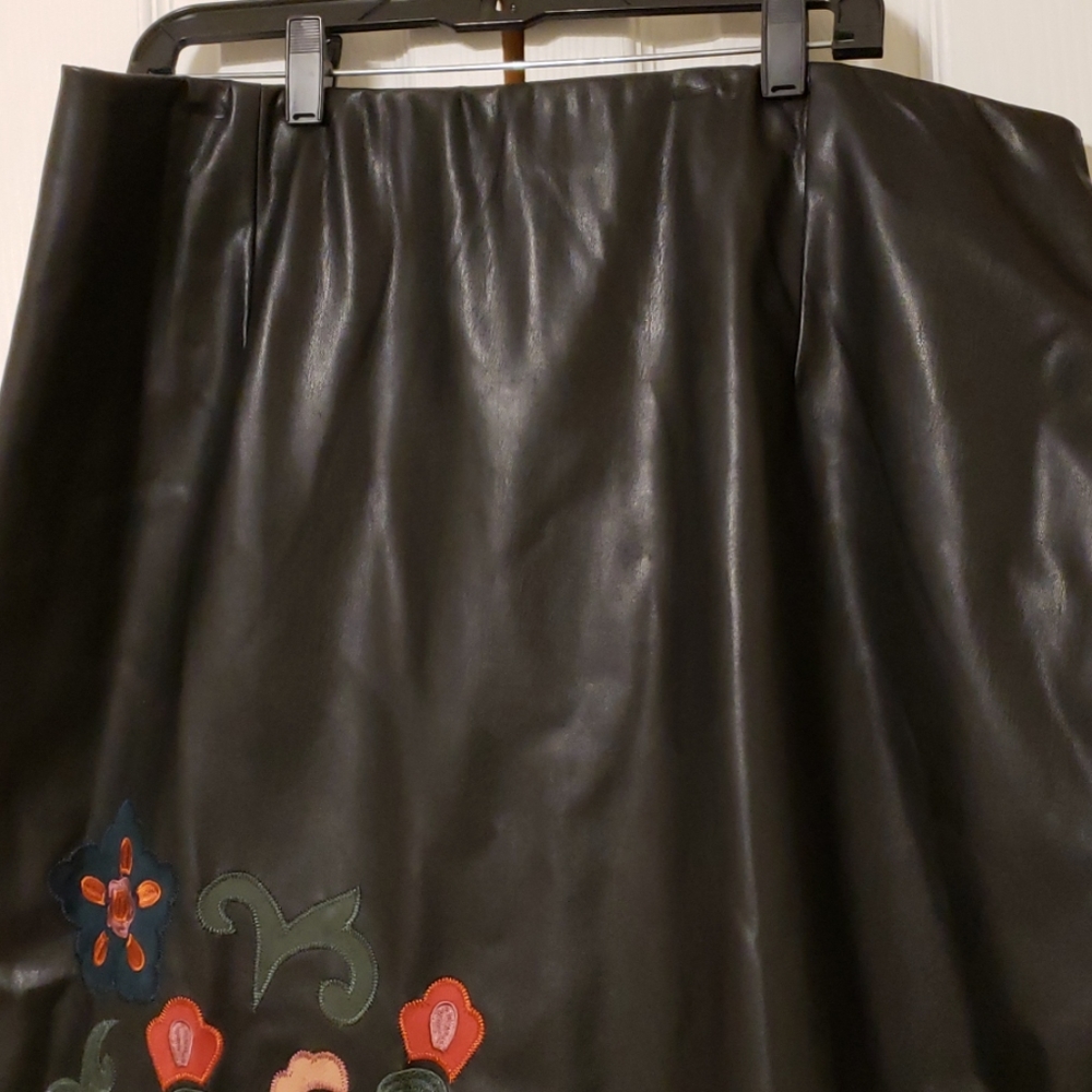 A-line faux leather skirt
